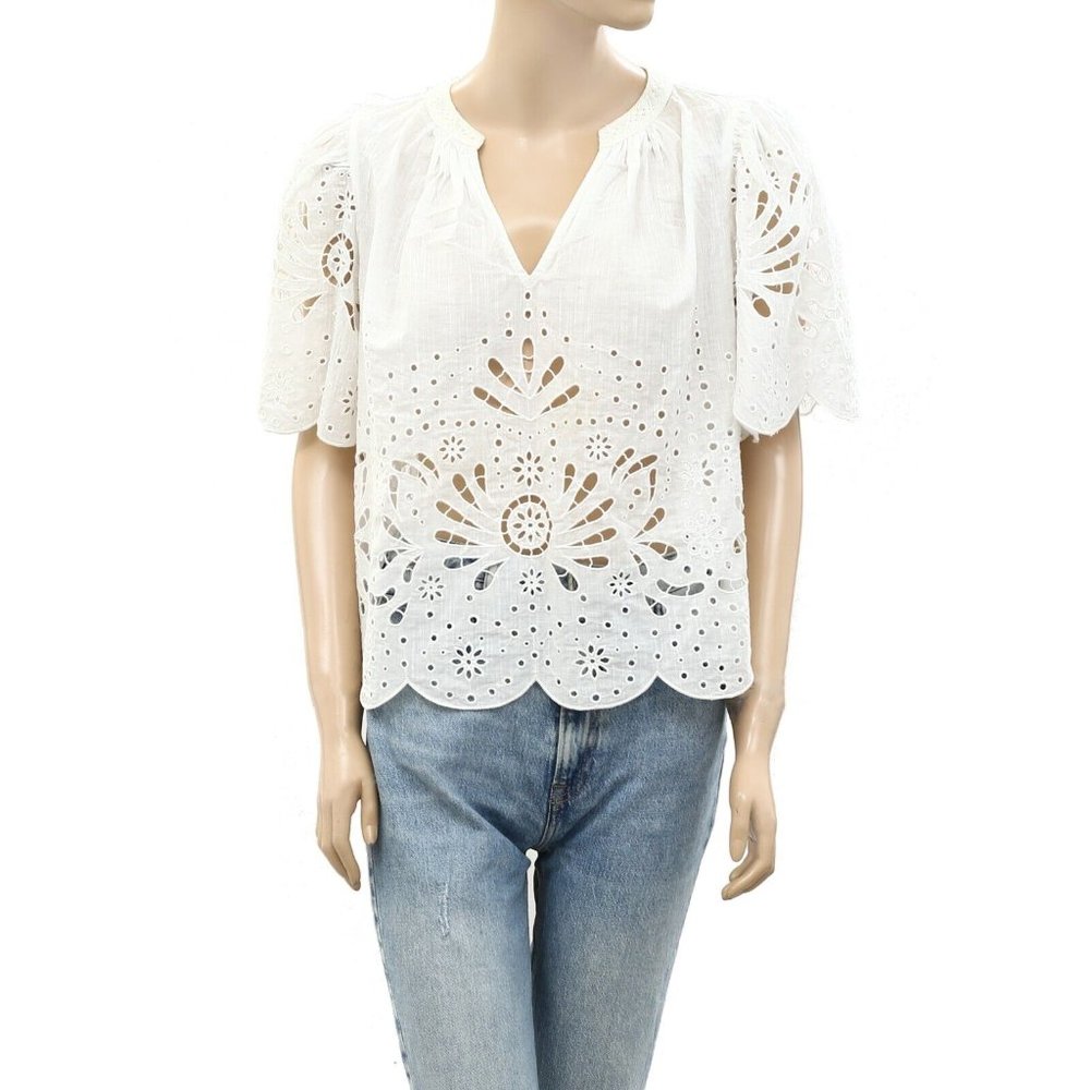 Velvet by Graham & Spencer Anthropologie Eyelet Top Small